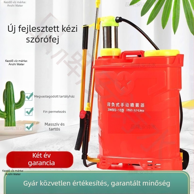 Mezőgazdasági hátizsákos permetező — kézi működtetésű, magas nyomású, hajtókaros, növényvédelmi és fertőtlenítő célokra