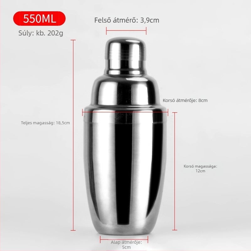 Koktél shaker vastagított 304 rozsdamentes acélból, modern minimál stílus, modell xhy666, márka Xiao Zhang