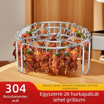 Háztartási sütőhöz való grillszerkezet - összecsukható, négyszögletes, függő és vertikális nyárs tartó