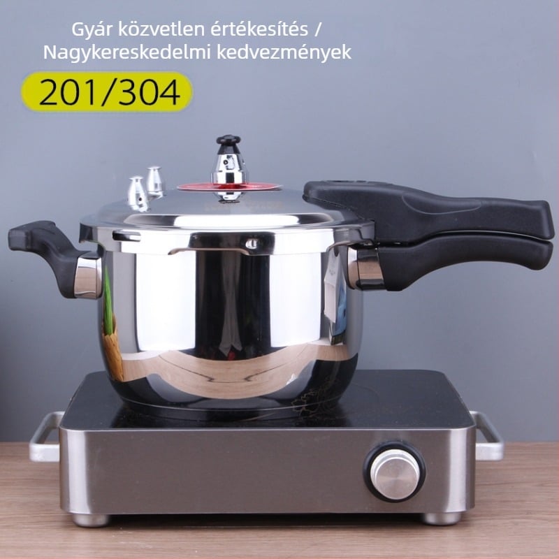 Nyomásfőzőedény rozsdamentes acélból (indukciós tűzhelyhez kompatibilis; rozsdamentes fedél; összetett alj)