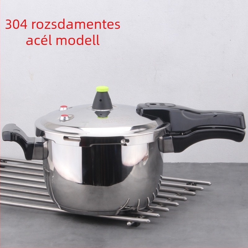 Nyomásfőzőedény rozsdamentes acélból (indukciós tűzhelyhez kompatibilis; rozsdamentes fedél; összetett alj)