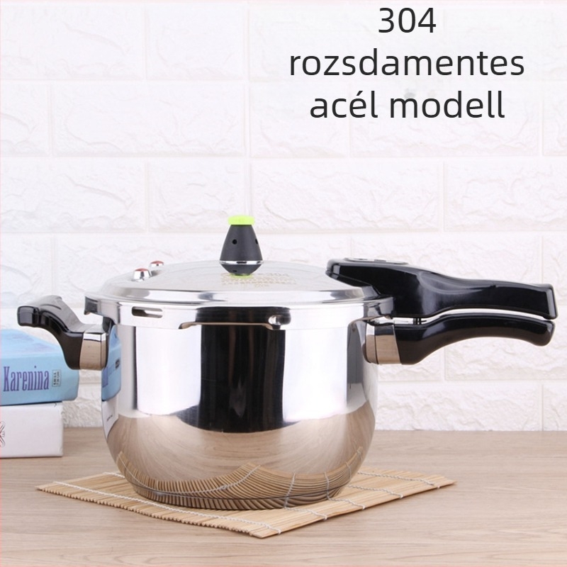 Nyomásfőzőedény rozsdamentes acélból (indukciós tűzhelyhez kompatibilis; rozsdamentes fedél; összetett alj)