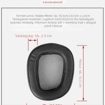 Logitech G433/G233/G Pro fejhallgatóhoz készült tok, műbőr és memóriahab