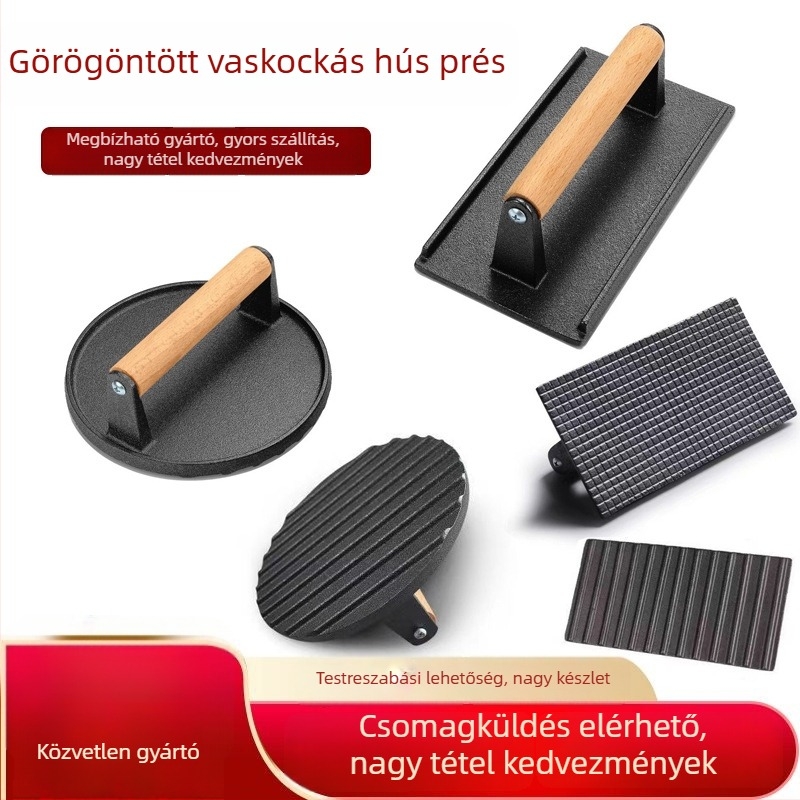 Húsprés Zhu Le — öntöttvasból, hamburger- és steaknyomó készlet, modell YR-003, modern minimalist stílus