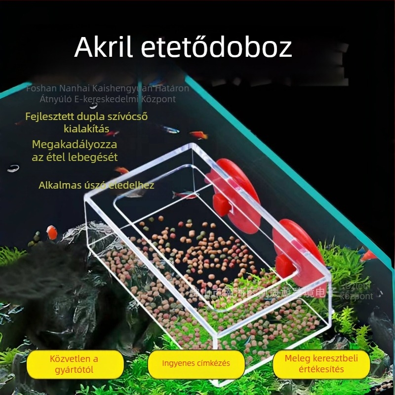Akril haltáp akváriumhoz, automatikus etető adagoló, rögzített pontú etetőgyűrű a szóródás megelőzésére, 100 darab