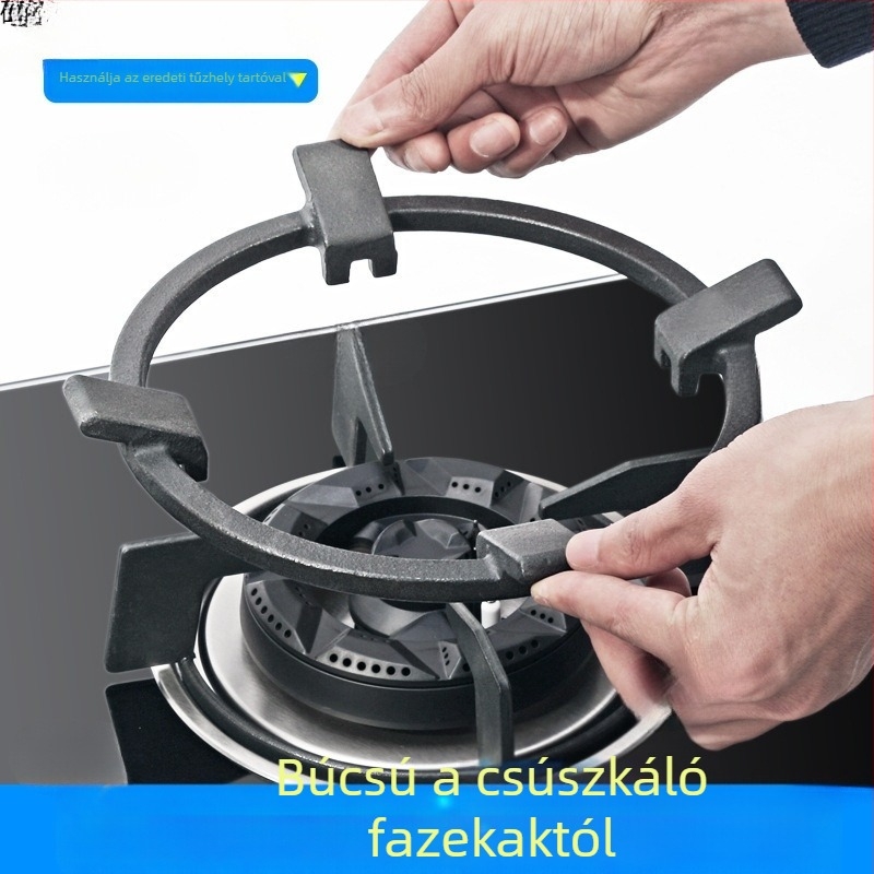 Rozsdamentes acélból készült gázfőző állvány wok és tejfőző edényekhez, csúszásmentes, univerzális négy- vagy öt karos kialakítás