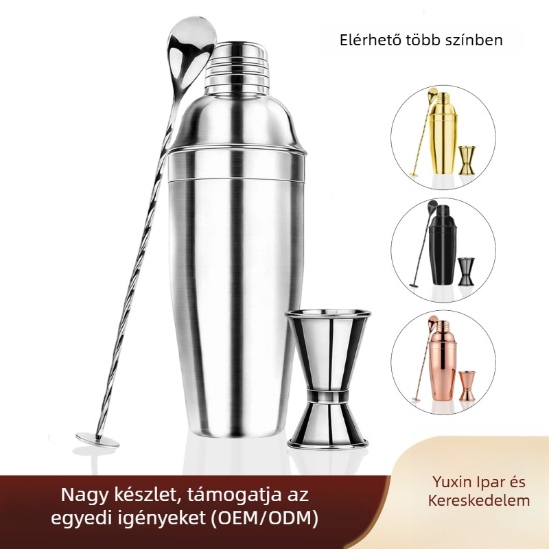 Rozsdamentes acélból készült bárkészlet, 3 részes, modern minimalista stílus, testreszabható logó
