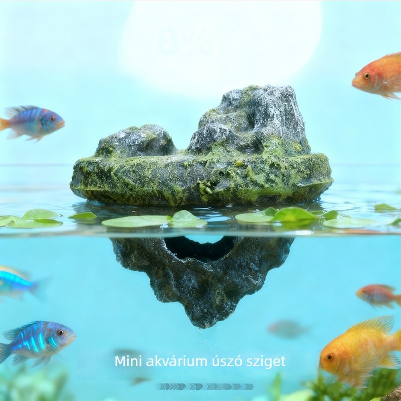 Mini lebegő sziget akváriumi díszítéshez – mini stílus, szimulációs díszek, 48 darabos csomag