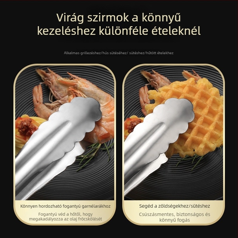 Élelmiszer-klipező 201 rozsdamentes acélból – anti égés, magas hőmérséklet-állóság, csúszásmentes, többfunkciós