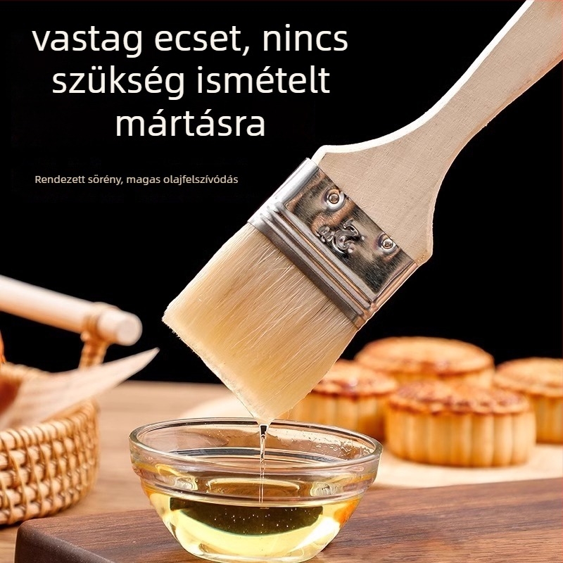 BBQ kefe PP szálakkal és fa nyéllel, élelmiszer-minőségű és hőálló