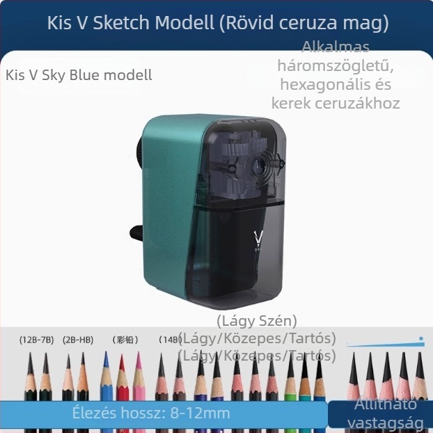 DAV V5V6 Kézi ceruzahegyező művészeti hallgatók számára – műanyagból, geometrikus stílusú, grafit- és szén ceruzákhoz