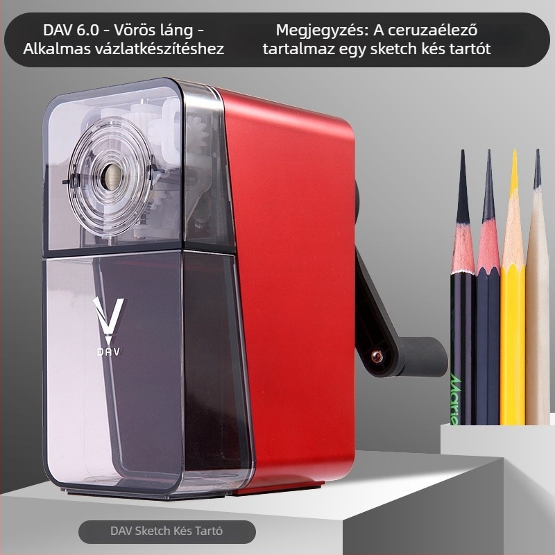 DAV V5V6 Kézi ceruzahegyező művészeti hallgatók számára – műanyagból, geometrikus stílusú, grafit- és szén ceruzákhoz