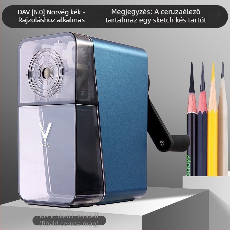 DAV V5V6 Kézi ceruzahegyező művészeti hallgatók számára – műanyagból, geometrikus stílusú, grafit- és szén ceruzákhoz