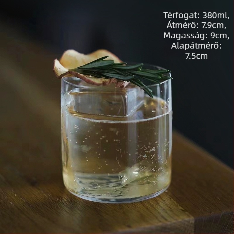 Koktél pohár, japán stílusú üveg, 301–400 ml kapacitás, logózható kivitel, egyszerű dizájn