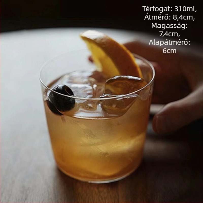 Koktél pohár, japán stílusú üveg, 301–400 ml kapacitás, logózható kivitel, egyszerű dizájn