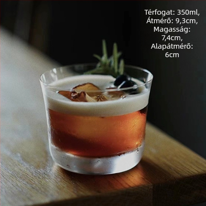 Koktél pohár, japán stílusú üveg, 301–400 ml kapacitás, logózható kivitel, egyszerű dizájn