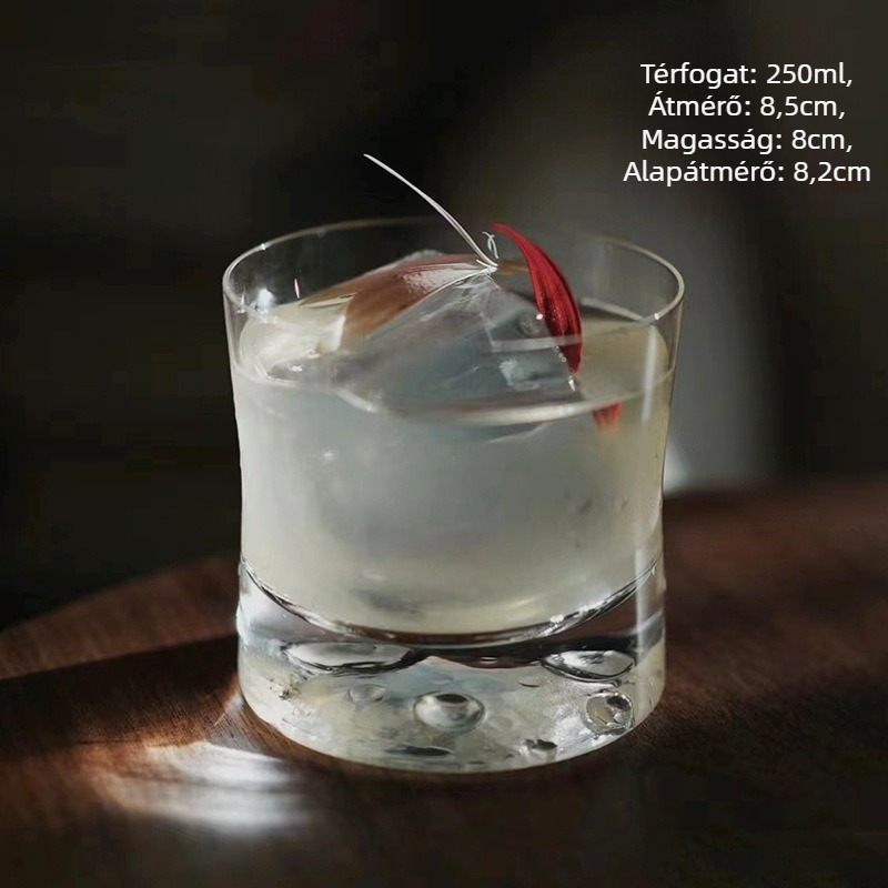 Koktél pohár, japán stílusú üveg, 301–400 ml kapacitás, logózható kivitel, egyszerű dizájn
