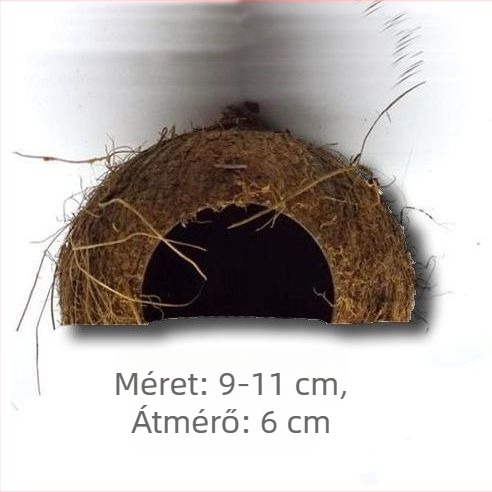 Natural coconut shell reptile cave hideout for lizards, geckos, spiders, snakes, scorpions, hamsters, centipedes and hermit crabs; material: coconut shell; purpose: reptile and small-pet habitat; imported: No