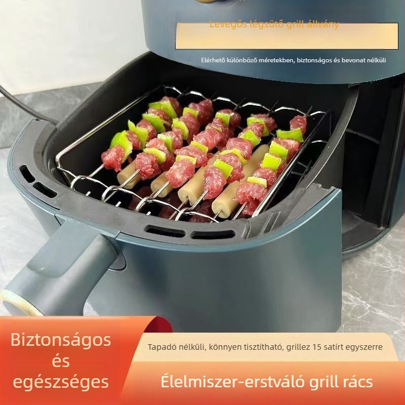 Rozsdamentes acélból készült háromrétegű grillsín sütőhöz és légsütőhöz — sokfunkciós pároló- és sütő rács, korrózióálló, könnyen tisztítható, tapadásmentes