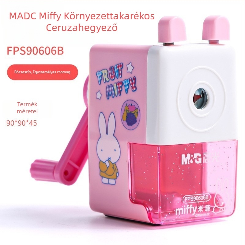 Kézi ceruzahegyező Miffy karikatúra – Modell 906e2 – Műanyag, négyzetes forma, 140 g