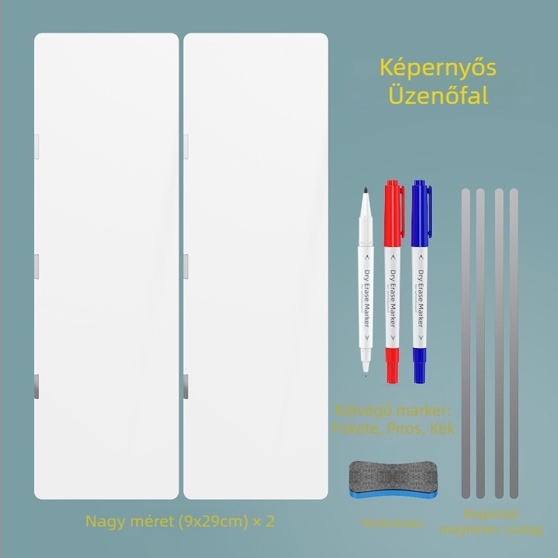 Kétoldalas mágneses fehér tábla monitor oldalára, törölhető jegyzetekkel