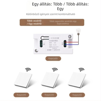 Vezeték nélküli távirányítós falikapcsoló, 86-os panel, 220V, LED világításra