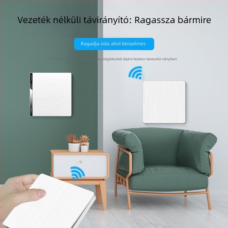 Vezeték nélküli távirányítós falikapcsoló, 86-os panel, 220V, LED világításra