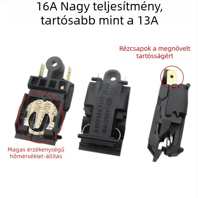 Elektromos vízforralóhoz tervezett hőmérséklet-szabályozó kapcsoló - 30A, nagy teljesítmény, tiszta réz érintkezők, automatikus kikapcsolás, gőzkapcsoló