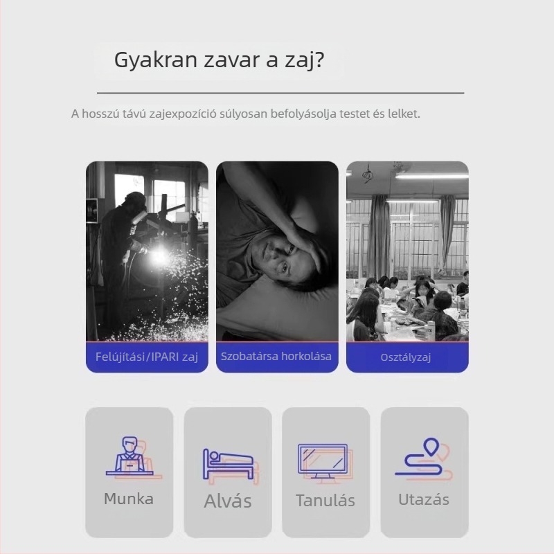 Ipari szintű szilikon fülvédő dugók zajcsökkentéssel 29 dB-ig, anyag: TPR szilikon, mosható, csatlakozókábellel