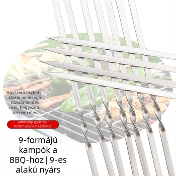 Rozsdamentes acél grillszúrók, négyszögletes keresztmetszet, cikkszám 8213, egyszer használatos, 144 darab dobozban