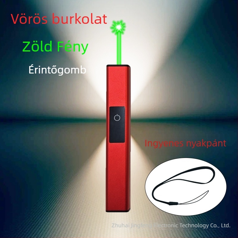Újratölthető lézerpointer – fém ház, logónyomás elérhető, testreszabás lehetséges, fizikai kísérletekhez, macskák játékához és hosszú távú megvilágításhoz