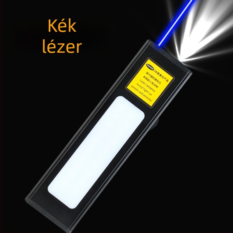 Kettő az egyben lézeres zseblámpa hosszú hatótávolságú lézerrel, USB töltés, alumínium ötvözet test