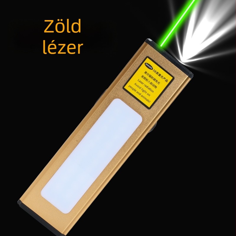 Kettő az egyben lézeres zseblámpa hosszú hatótávolságú lézerrel, USB töltés, alumínium ötvözet test