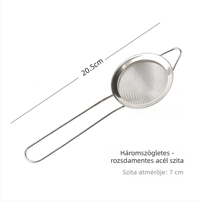 Bar szűrő koktélokhoz háromszög alakú hálóval, kétszintes, rozsdamentes acélból