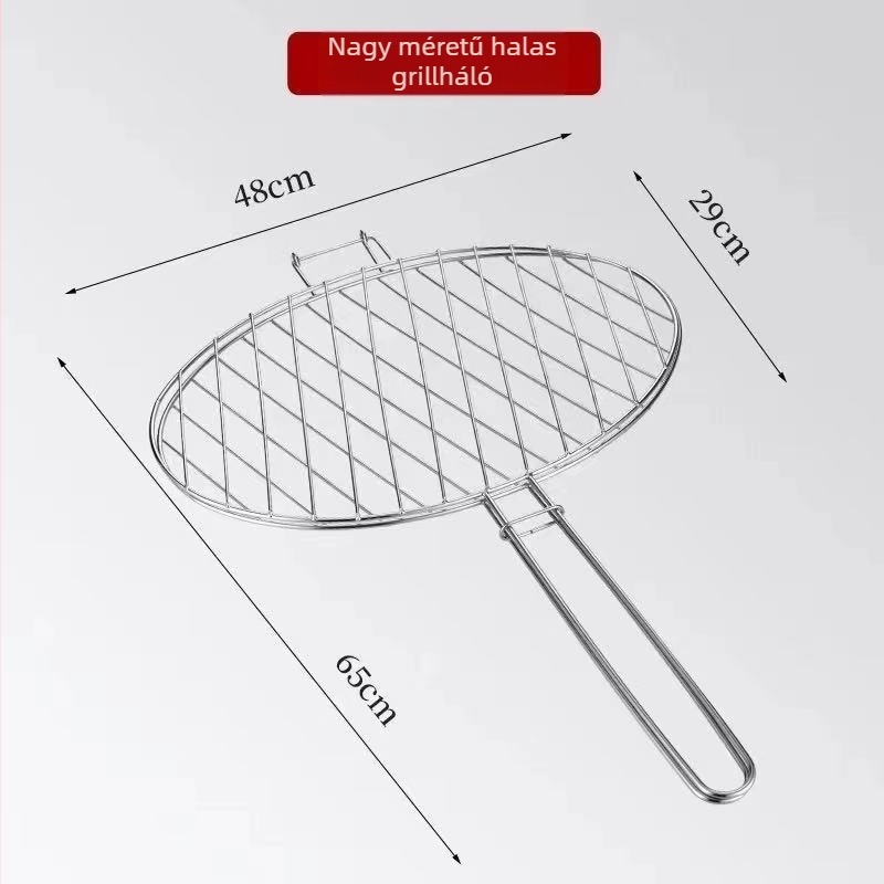 KY Rozsdamentes acél grillháló klipsz, négyszögletes, összecsukható, többfunkciós