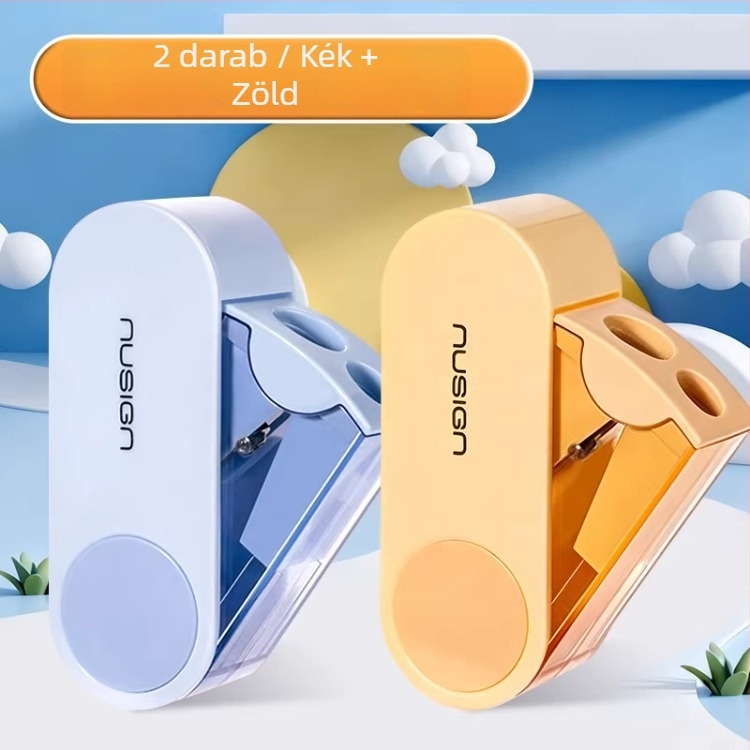 Kétlyukú ceruzahegyező – kézi működtetésű, műanyag, NS074 modell, nem elektromos