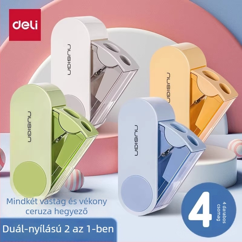 Kétlyukú ceruzahegyező – kézi működtetésű, műanyag, NS074 modell, nem elektromos