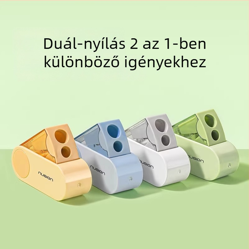 Kétlyukú ceruzahegyező – kézi működtetésű, műanyag, NS074 modell, nem elektromos