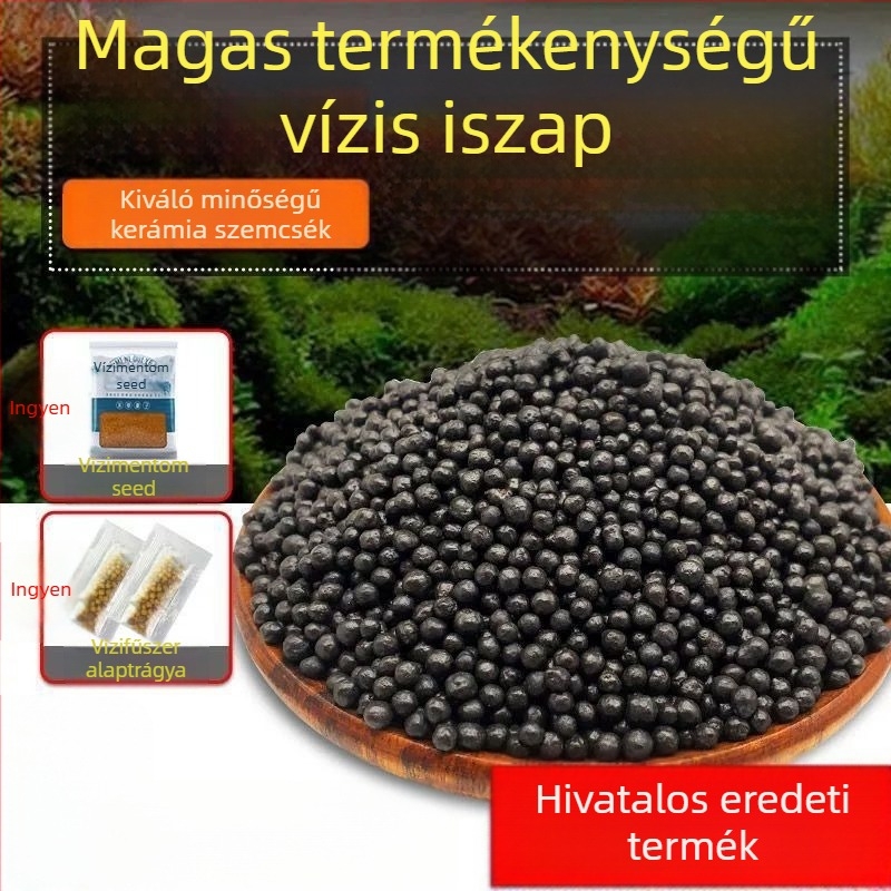Akvarisztikai tájépítő készlet: kerámiahomok, fenékhomok, vízi növények magvai, alaptrágyázó, átlátszó víz