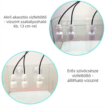 Akril akvárium vízszint-szabályozó automatikus feltöltéssel és úszó szeleppel