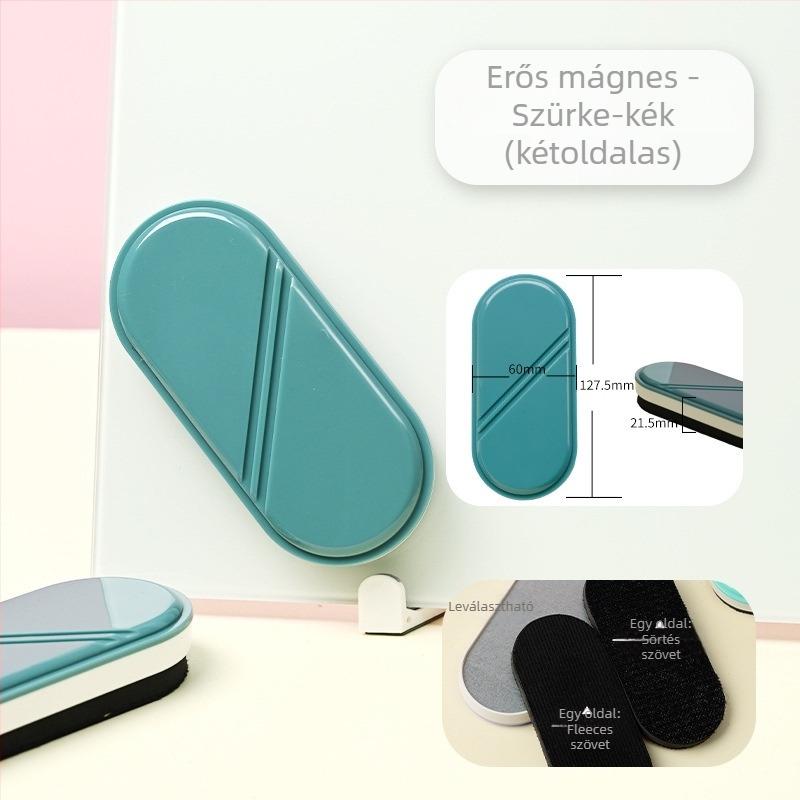 Mágneses üvegtábla radír, környezetbarát műanyag hátlappal, velúr szövésű felületű tábla, egy csomag