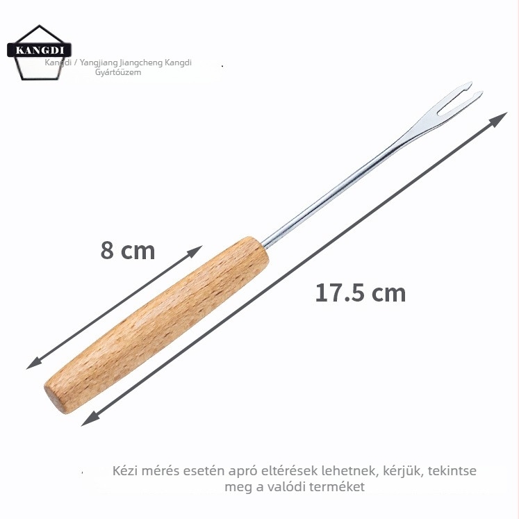 Forróvacsorához villa fából készült nyéllel, rozsdamentes acél, logónyomtatás és testreszabás