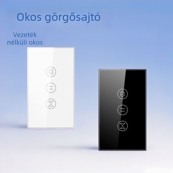 US dugaszolású Tuya WiFi okos rolóajtó kapcsoló – hangalapú távirányítás, Alexa-kompatibilis, edzett üveg panel (100-240V AC, 10A, 83.5 mm szerelési furat, CE RoHS)