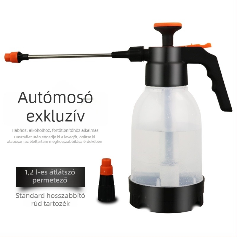 Kézi légnyomású permetező autómosáshoz, sötétzöld átlátszó öntöző kanna finom permettel