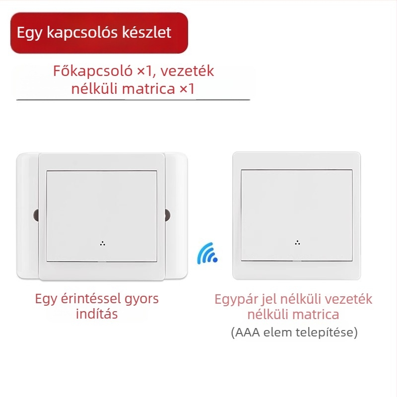 Vezeték nélküli kettős vezérlésű kapcsoló éjjeli lámpához ragasztó panellel, 220V