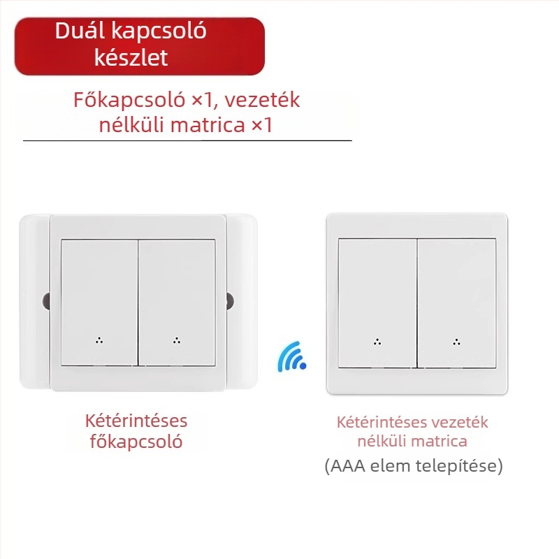 Vezeték nélküli kettős vezérlésű kapcsoló éjjeli lámpához ragasztó panellel, 220V