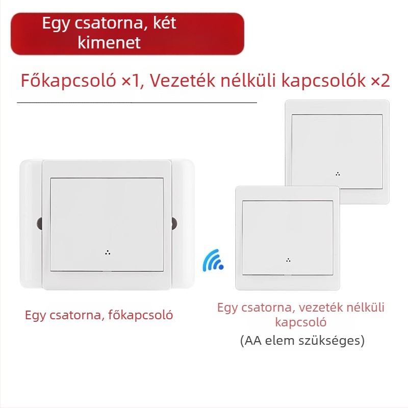 Vezeték nélküli kettős vezérlésű kapcsoló éjjeli lámpához ragasztó panellel, 220V