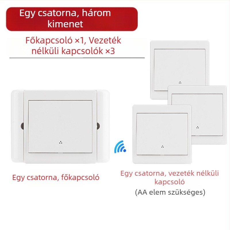 Vezeték nélküli kettős vezérlésű kapcsoló éjjeli lámpához ragasztó panellel, 220V