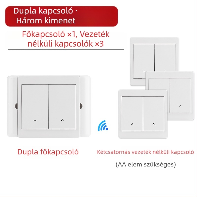 Vezeték nélküli kettős vezérlésű kapcsoló éjjeli lámpához ragasztó panellel, 220V