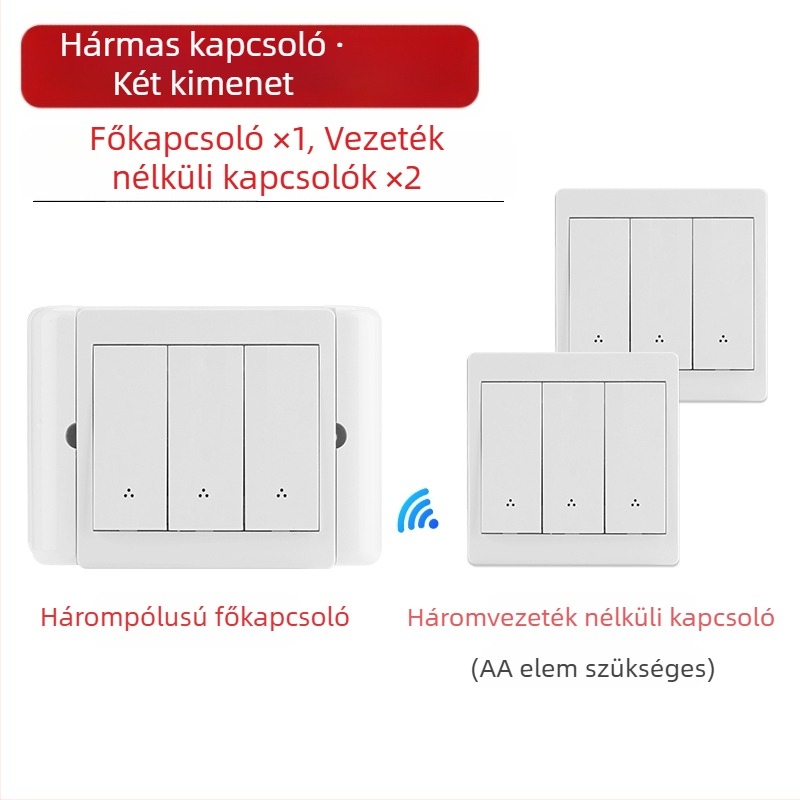 Vezeték nélküli kettős vezérlésű kapcsoló éjjeli lámpához ragasztó panellel, 220V